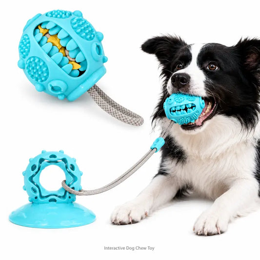 Durable Interactive Dog Chew Toy with Suction Cup, Treat Dispensing Tug and Puzzle Feeder for Puppies and Small to Medium Dogs, Ideal for Indoor Training and Self-Play Enrichment