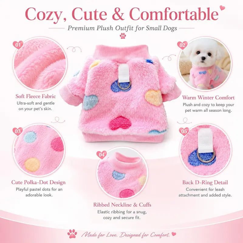 Unisex Festive Soft Flannel Christmas Dog Coat - Snug Fit Winter Jacket for Small Dogs, Cats, Pet Clothing for Teddy, Pomeranian, Bichon, Leisure Holiday Outfit (Multi-Size)