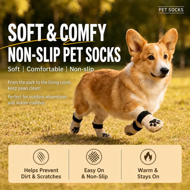 Dog Paw Protectors - 4-Piece Silicone Set with Anti-Slip Grip for Enhanced Outdoor Safety of Dogs and Puppies