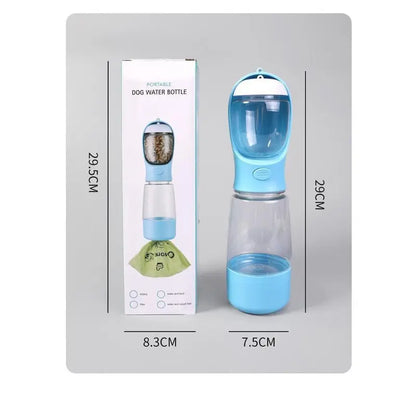 Portable Dog Water Bottle with Integrated Animal Water Bowl - Multifunctional On-The-Go Pet Hydration, Feeding Accessory for Dogs