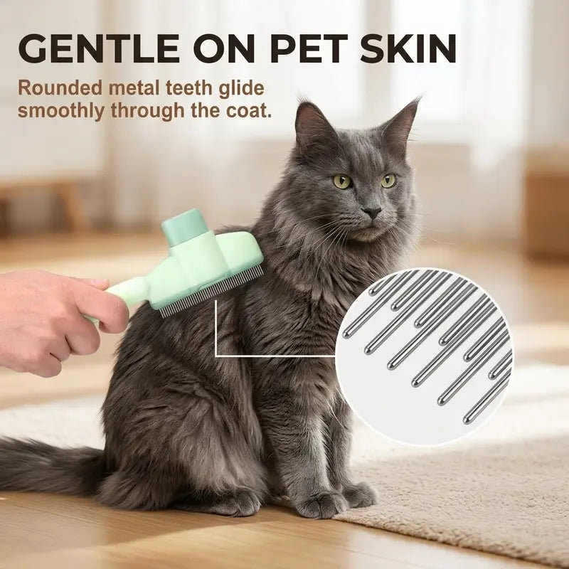 2 PCS Universal Fit Pet Flea Comb - Double-Sided Stainless Steel Teeth (Long & Short) for Cats Dogs, Flea Control, Shedding Hair Removal, Dematting, Self-Clean Grooming Tool