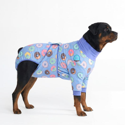 Spark Paws Dog Surgery Recovery Suit – Dog Recovery Suit after Surgery, Anti-Lick Dog Onesie, Abdominal Wound Protector, Soft Cone Alternative for Spay Neuter Male Female Pet Recovery - Donuts - S