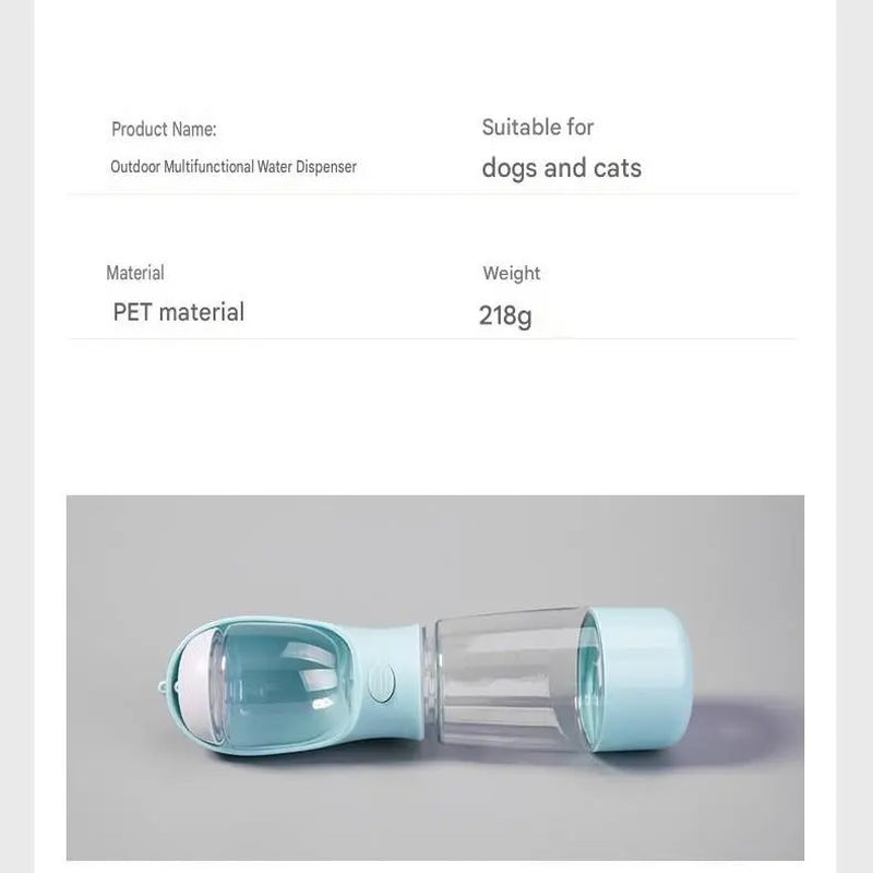 Portable Dog Water Bottle with Integrated Animal Water Bowl - Multifunctional On-The-Go Pet Hydration, Feeding Accessory for Dogs